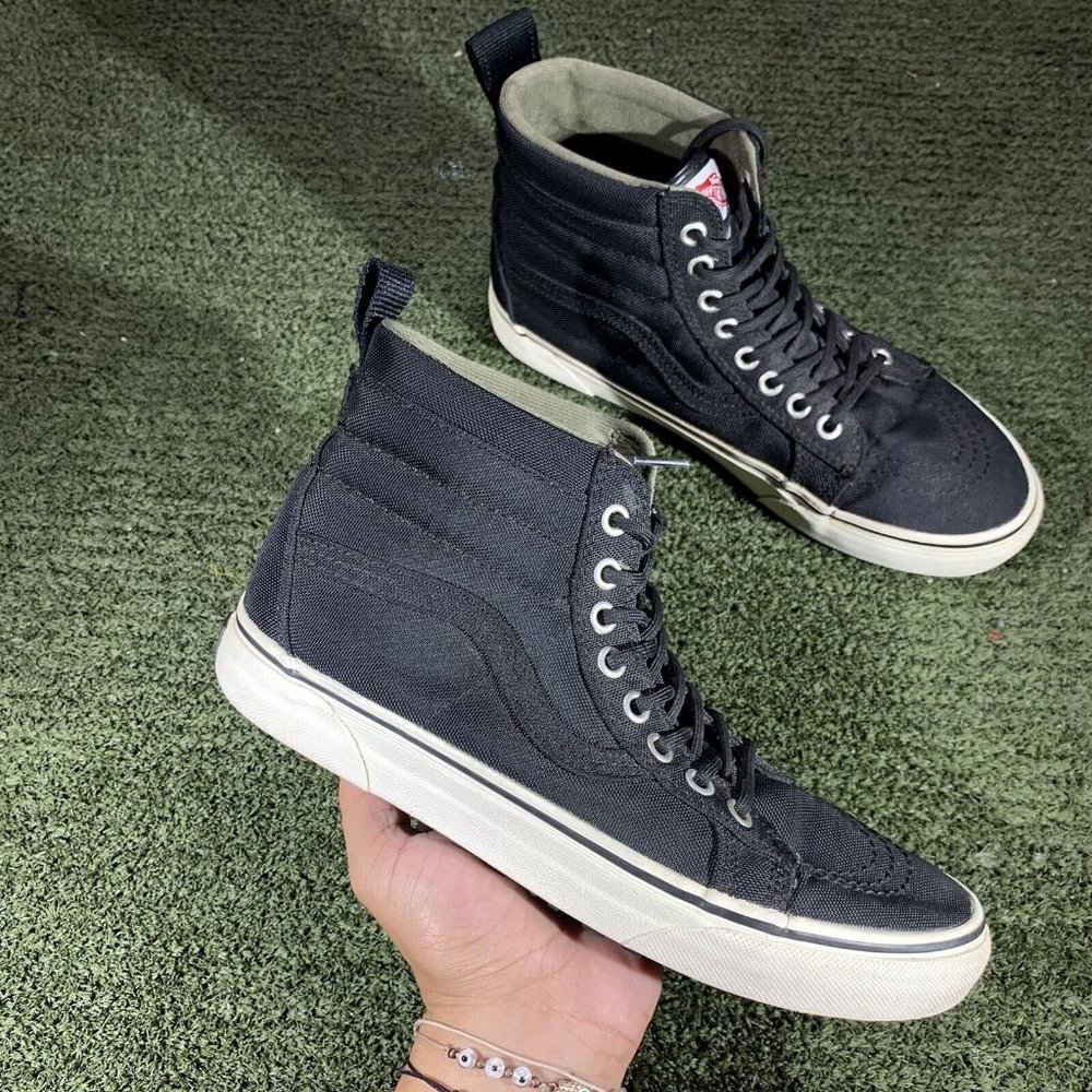 Vans Off The Wall Black Ballistic Nylon Ankle Boots Womens Size 8.5